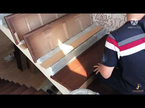 Видео: Монтаж лестница шпонирование мдф. Покрытия бетон