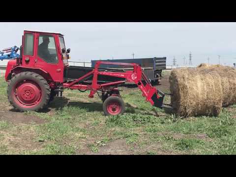 Видео: Погрузчик ПЛ-0,4 для Т-16 с вилами для рулонов