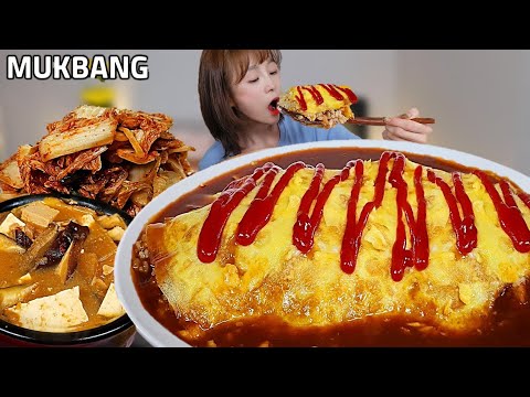 Видео: Омлетный рис и соевая паста тушеный мукбанг