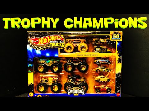 Видео: Коллекция чемпионов Hot Wheels Monster Trucks Trophy
