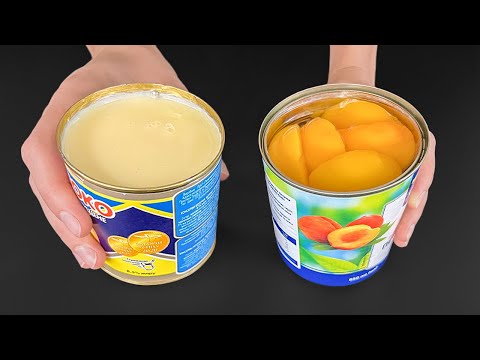 Видео: Смешайте сгущенку с персиками! Лучший летний десерт без выпечки!