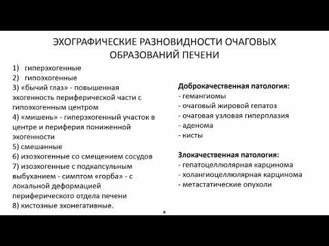 Видео: Эхосемиотика очаговых изменений печени