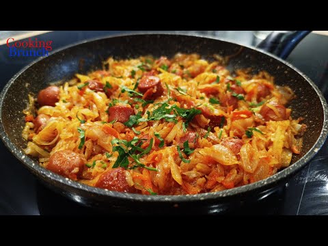 Видео: Как тушить капусту с сосисками, чтобы все съели | Тушеная капуста, пошаговый рецепт