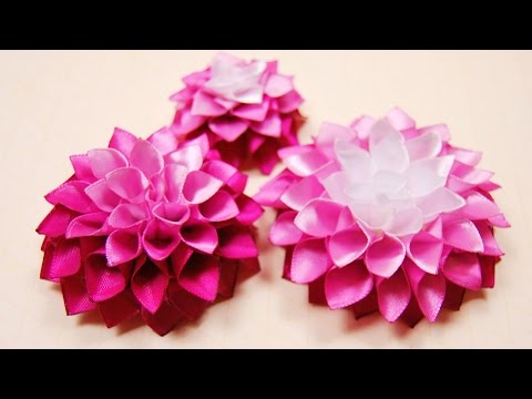 Видео: Как сделать Георгин из ленты / DAHLIA Tutorial ✿ NataliDoma