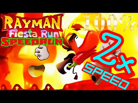 Видео: Rayman Fiesta Run Speedrun (100%) Но это в два раза скорость