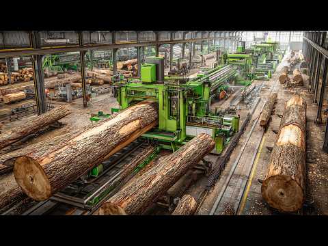 Видео: Легендарная американская фабрика, перерабатывающая 1 миллион досок ежедневно | Как лесопилки прои...