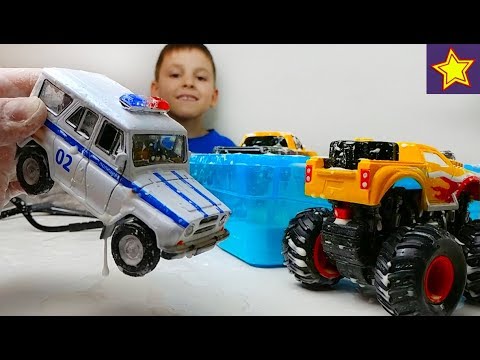 Видео: Машинки против Неньютоновской жидкости Проводим эксперимент Video for kids