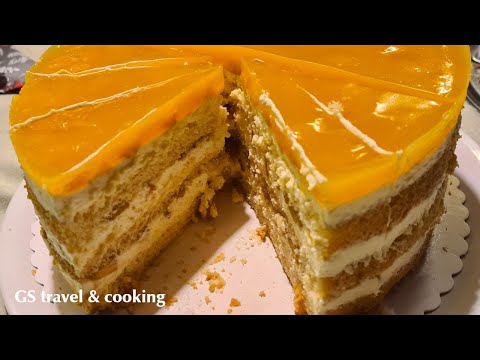 Видео: Мой трехслойный МАНГО ТОРТ - вкусный и очень фруктовый рецепт!