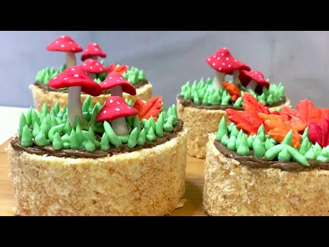 Видео: Пирожное “Пенёчки с Мухоморами”  // Cakes with Toadstools from a Sponge roll