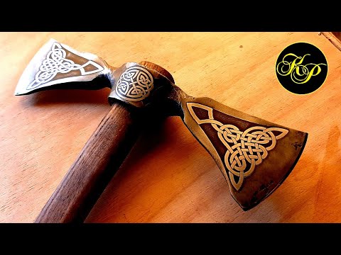 Видео: Рисунок на металле. Топор из строительной кирки. Рисунок на металле