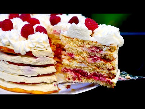 Видео: Торт Молочная Девочка с Малиной —  🍰  Легко и Вкусно!