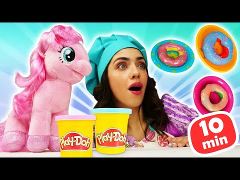 Видео: 🧁 Готовлю игрушкам! Пинки Пай и Милый Единорог делают десерты из Плей До 🍭