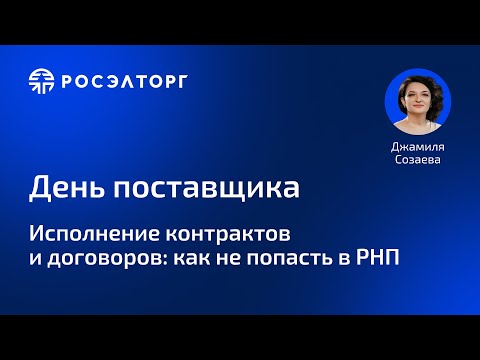 Видео: День поставщика Росэлторг. Исполнение контрактов и договоров: как не попасть в РНП