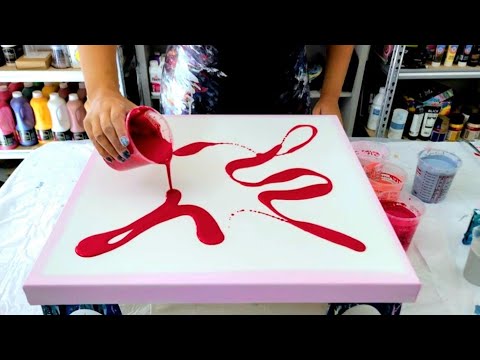 Видео: «Турбулентность» — оттенок РОЗОВЫЙ! - Тонкая акриловая краска - Абстрактная живопись