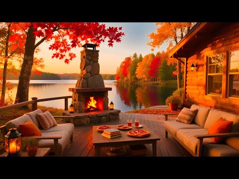 Видео: Осенняя уютная атмосфера с естественными звуками: ветер, камин