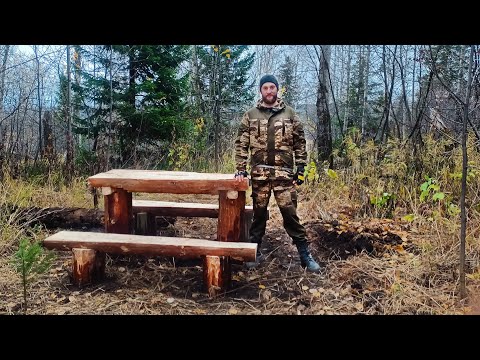 Видео: Сделали самый простой Таёжный стол из валежника!