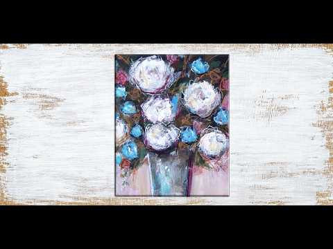 Видео: Простая цветочная живопись для начинающих / Абстрактные розы 🌹🌹🌹 / Акрил и пастельные мелки