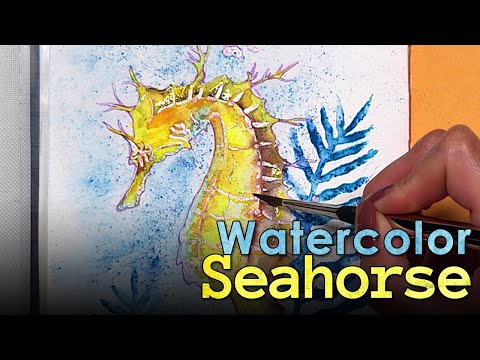 Видео: Рисуем морского конька акварелью 🎨