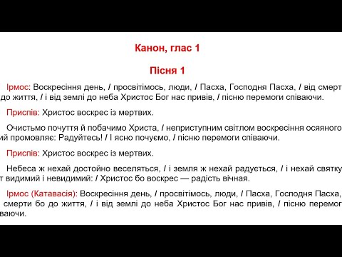 Видео: Пасхальний канон звичайного розспіву