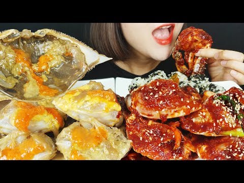 Видео: ASMR соевый соус сырой краб + острый сырой краб (корейская еда MUKBANG)