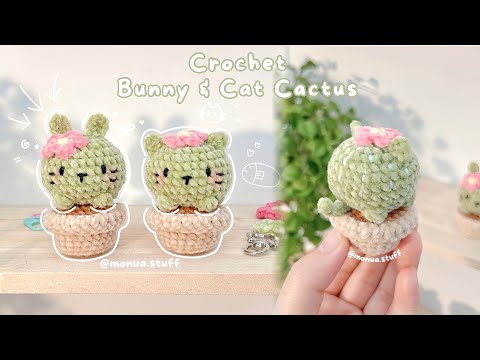 Видео: Как связать крючком кролика и кактус-кошку 🌵 Подробный урок l Для начинающих l Monua DIY