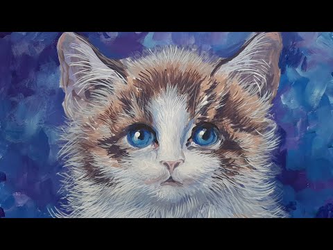 Видео: Малюємо кота/Paint a cat using gouache