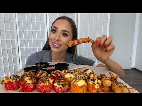 Видео: Мукбанг/ 🍱 роллы/ креветки 🍤 в темпуре/ отвечаю на ваши вопросы🩷