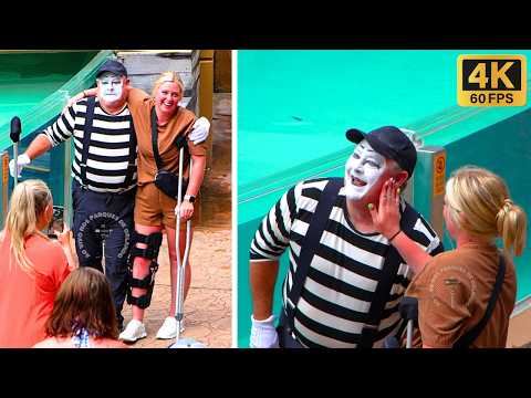 Видео: Том, мим, который стал достопримечательностью в SeaWorld Orlando 😎😂🤣 #tomthemime #seaworldmime