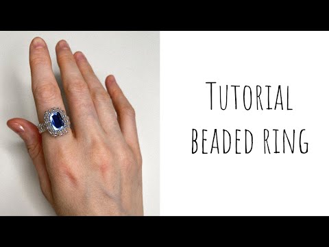 Видео: Оплетение кристалла с плоским основанием 14*10 m.| beaded ring with crystal