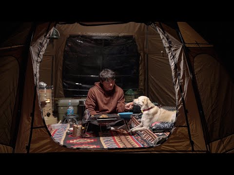 Видео: [Одиночный поход с собакой] Первые заморозки, теплые моменты: кемпинг в лесу