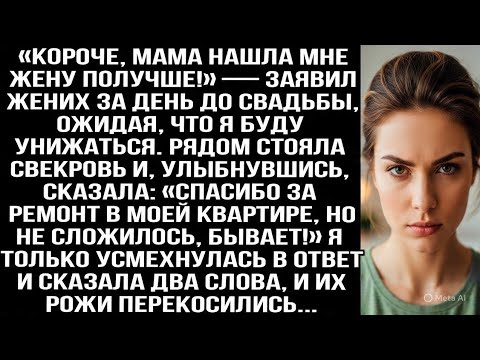Видео: «Короче, мама нашла мне жену получше!» — заявил жених за день до свадьбы. Я только усмехнулась и...
