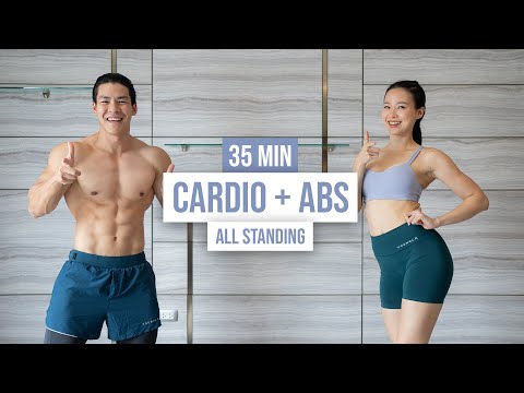 Видео: 35 МИН КАРДИО + ПРЕСС СТОЯ I с разминкой, высокая или низкая ударная нагрузка