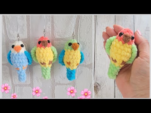 Видео: Попугай брелок крючком из плюшевой пряжи🦜crochet parrot🦜gehäkelter Papagei