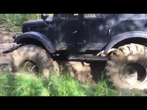 Видео: Катаемся с газ 69 на колёсах от БТР