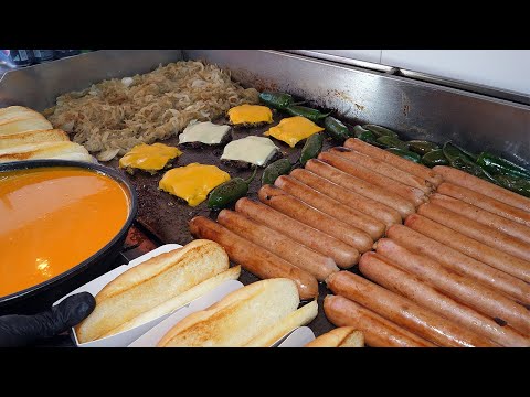 Видео: Американский хот-дог с сыром и чили! - корейская уличная еда