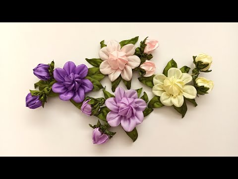 Видео: Lovely flowers of ribbons.DIY/Flores lindas de la cinta/Милые цветы из лент 2.5 см