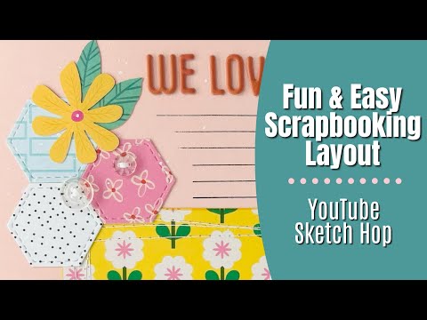 Видео: Забавный и простой макет для скрапбукинга | YouTube Sketch Hop