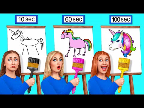 Видео: 10 Секунд vs 60 Секунд vs 100 Секунд Челлендж Рисунков от Multi DO Challenge