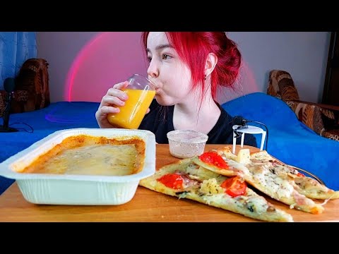 Видео: Лазанья и гавайская пицца мукбанг/mukbang/шот рассказываю