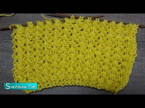 Видео: Простой "Теплый узор". Вязание спицами # 669