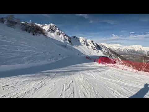 Видео: Роза Хутор, трасса "Тритон" (синяя) до 1600/ Rosa Khutor, piste "Triton" (blue) to 1600, 4К Video