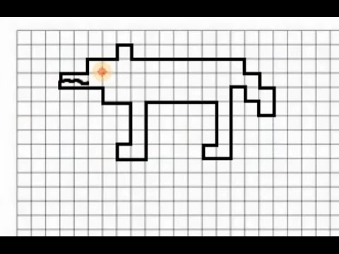 Видео: Волк (графический диктант по клеточкам), рисуем по клеточкам  волка