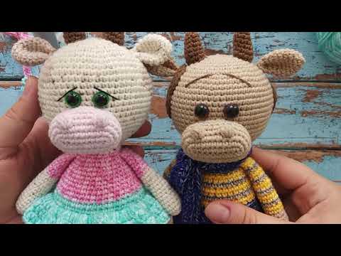 Видео: Милый бычок крючком, вязаный символ года, мастер класс, описание игрушки. cow bull crochet