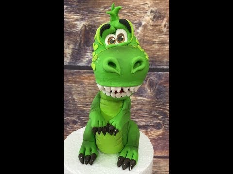 Видео: Динозавр из мастики /Green dinosaur /Dinossauro verde/how to make a dinosaur rex cake topper