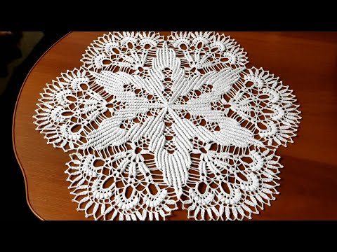 Видео: Салфетка рельефными столбиками крючком. 1Часть 1-18ряд.