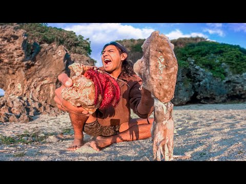 Видео: Поймай и съешь гигантского красного волосатого краба-отшельника / краба-лобстера