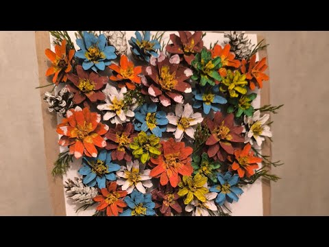 Видео: Красивый букет из шишек, поделки на осень из природных материалов