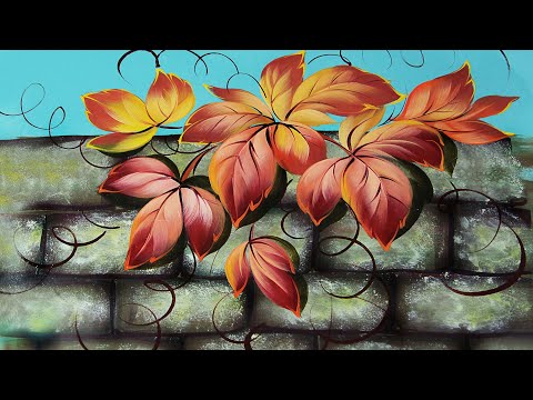Видео: Роспись листьев Винограда на кирпичной стене. Мастер-класс от Жостово Арт Студия