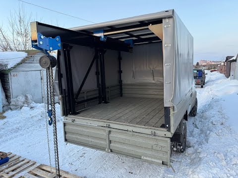 Видео: Кран-балка в кузов Газели. Обзор на примере подъёма груза массой 1т