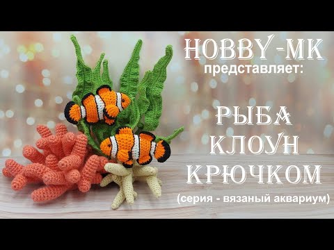 Видео: Рыбка крючком Клоун (серия - вязаный аквариум, авторский МК Светланы Кононенко)